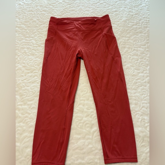 lululemon athletica Pants - Lululemon fast and free crop burnt orange Leggings 12
